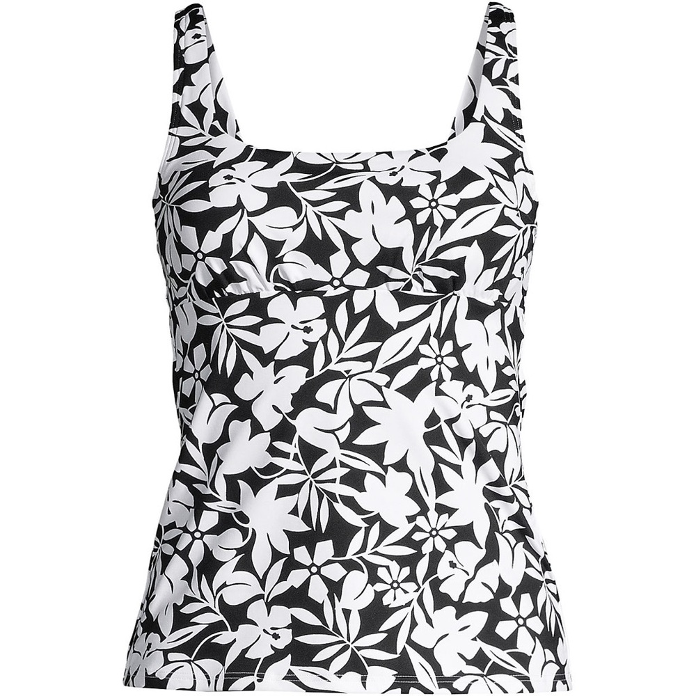 Lands' End Black and White Swim Top